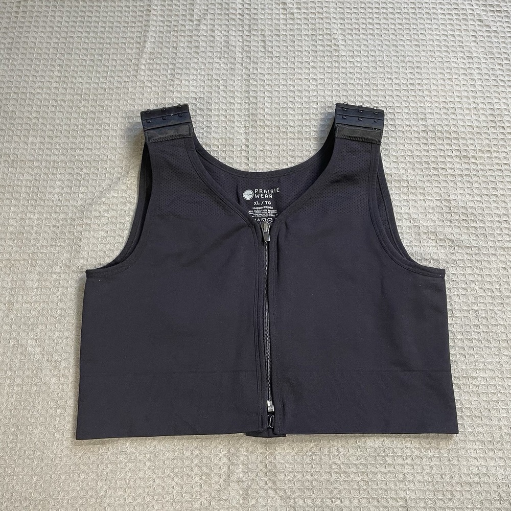 Prairie Wear Hugger Prima Front Close Bra XL Black Post-Surgical Compression